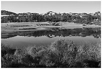 Grant Lake in summer, Joseph Grant County Park. San Jose, California, USA ( black and white)