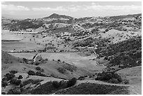 Coyote Valley from Santa Teresa County Park in the spring. California, USA ( black and white)