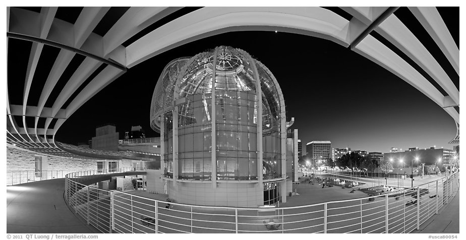 San Jose City Hall rotunda at dusk. San Jose, California, USA (black and white)