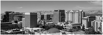 City skyline. San Jose, California, USA (Panoramic black and white)