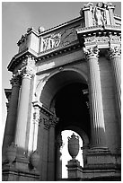 Rotunda of the Palace of Fine arts, late afternoon. San Francisco, California, USA ( black and white)