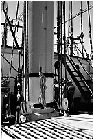 Deck and Mast of the Balclutha, Maritime Museum. San Francisco, California, USA ( black and white)