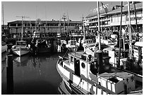 Fishing boats, Fisherman's Wharf. San Francisco, California, USA (black and white)