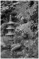 Stupa, Japanese Garden, Golden Gate Park. San Francisco, California, USA (black and white)