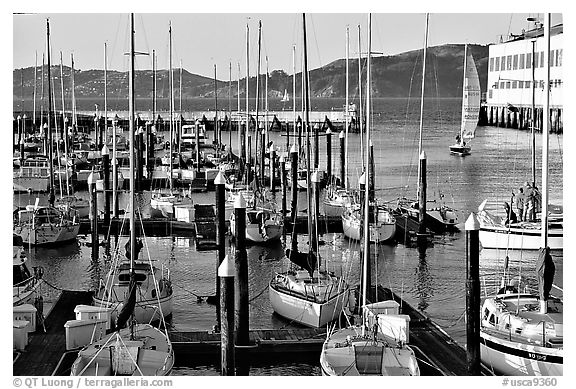 Marina at sunset. San Francisco, California, USA (black and white)