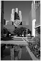 Museum of Modern Art from Yerba Buena Gardens. San Francisco, California, USA ( black and white)