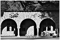 Arches of the Quad in mauresque style. Stanford University, California, USA ( black and white)