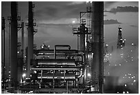 San Francisco Refinery, sunset, Rodeo. San Pablo Bay, California, USA (black and white)