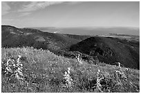 Montara Mountain and Pacific coast. San Mateo County, California, USA ( black and white)