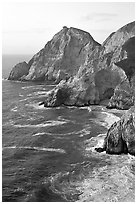 Cliffs and surf near Devil's slide, sunset. San Mateo County, California, USA ( black and white)