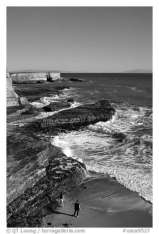 Surf, slabs, and cliffs, Wilder Ranch State Park. California, USA (black and white)