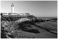 Pigeon Point Lighthouse, sunset. San Mateo County, California, USA ( black and white)