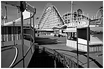 Boardwalk amusement park, morning. Santa Cruz, California, USA ( black and white)