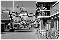 Boardwalk amusement park, morning. Santa Cruz, California, USA ( black and white)