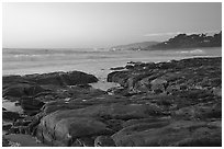 Rock ledges at  sunset,  Carmel River State Beach. Carmel-by-the-Sea, California, USA ( black and white)