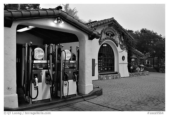 Gas station, highway 1. Carmel-by-the-Sea, California, USA (black and white)