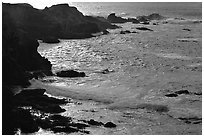 Rocks and surf, Garapata State Park, afternoon. Big Sur, California, USA ( black and white)