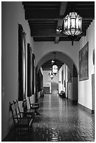 Corridors of the courthouse. Santa Barbara, California, USA ( black and white)