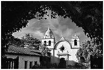 Mission San Carlos Borromeo Del Rio Carmelo. Carmel-by-the-Sea, California, USA (black and white)