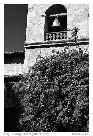 Bell tower of Carmel Mission. Carmel-by-the-Sea, California, USA