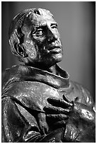 Statue of Father Junipero Serra, Carmel Mission. Carmel-by-the-Sea, California, USA (black and white)
