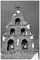 Bell tower, Mission San Miguel Arcangel. California, USA ( black and white)