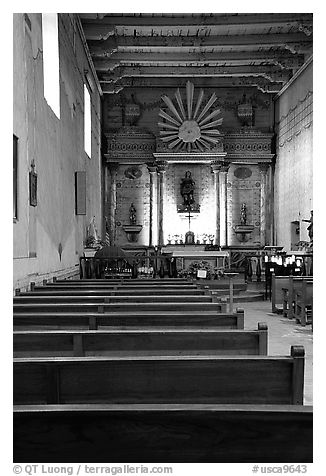 Chapel, Mission San Miguel Arcangel. California, USA (black and white)