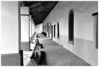 Cloister, Mission San Miguel Arcangel. California, USA ( black and white)