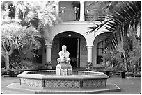 Courtyard with fountain, Balboa Park. San Diego, California, USA (black and white)
