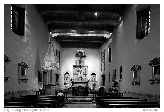 Chapel,  Mission San Diego de Alcala. San Diego, California, USA (black and white)