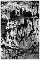Cave formations, Mitchell caverns. Mojave National Preserve, California, USA ( black and white)
