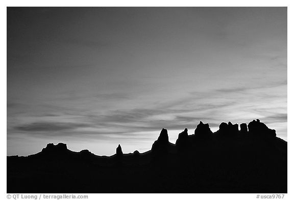 Trona Pinnacles, dusk. California, USA (black and white)