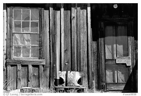 Window and wall, Ghost Town, Bodie State Park. California, USA (black and white)