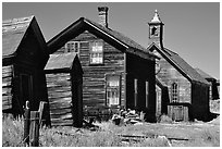 Main street row, Ghost Town, Bodie State Park. California, USA (black and white)