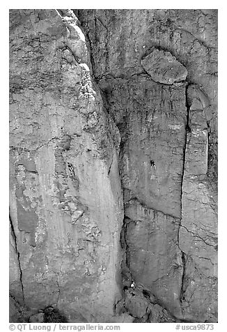 Climbers in Owens River Gorge. California, USA (black and white)