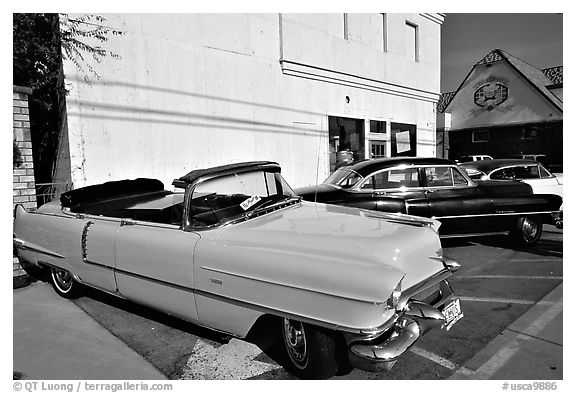 Classic Pink Cadillac, Bishop. California, USA (black and white)