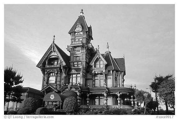 Carson Mansion on M Street, Eureka. California, USA (black and white)