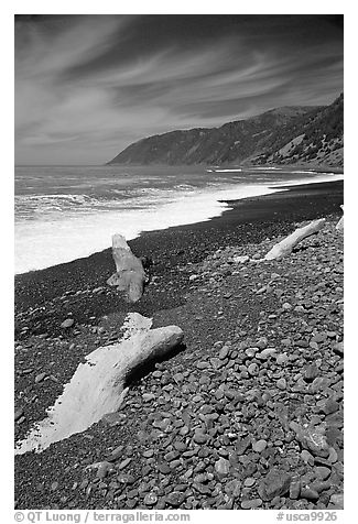 Black sand beach, Lost Coast. California, USA