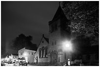 Church at night, Essex. Connecticut, USA ( black and white)