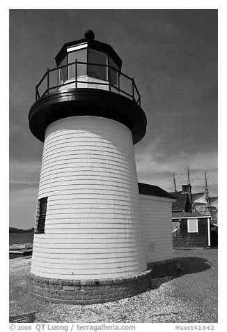 Brant Point replica lighthouse. Mystic, Connecticut, USA (black and white)