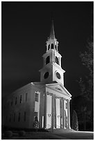 First Congregational Church (1665) at night, Old Lyme. Connecticut, USA ( black and white)