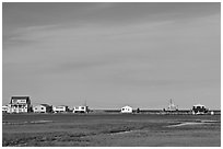 Beach houses, Connecticut River estuary, Old Saybrook. Connecticut, USA (black and white)
