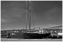 LA Dunton 19th-century fishing schooner. Mystic, Connecticut, USA (black and white)