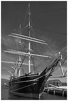 Charles W Morgan historic wooden whaleship. Mystic, Connecticut, USA ( black and white)