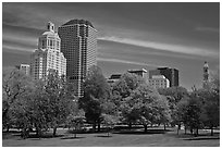 Hartford skyline and Bushnell Park. Hartford, Connecticut, USA (black and white)