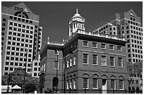 Old State House and downtown high-rise buildings. Hartford, Connecticut, USA ( black and white)