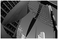 Modern sculpture and buildings. Chicago, Illinois, USA ( black and white)