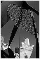 Public sculpture and buildings. Chicago, Illinois, USA ( black and white)