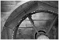 Close up of overshot wheel, Saugus Iron Works National Historic Site. Massachussets, USA (black and white)
