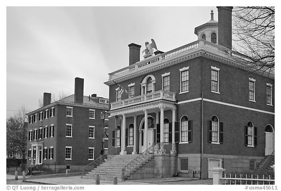 Custom House, 1819, Salem Maritime National Historic Site. Salem, Massachussets, USA (black and white)